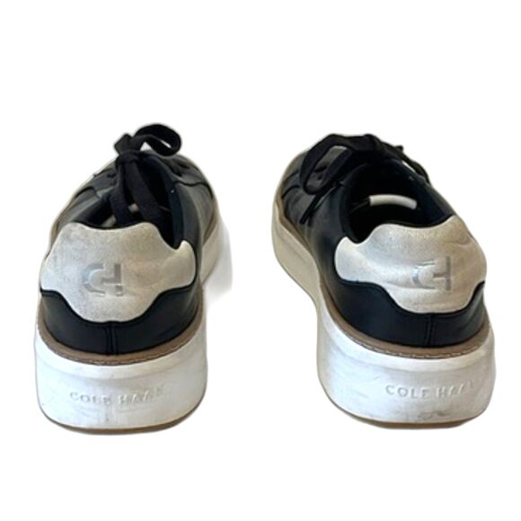 Cole Haan Grandpro Topspin Sneakers Black Leather Lace Up Size 8.5 White Sole - Picture 3 of 10